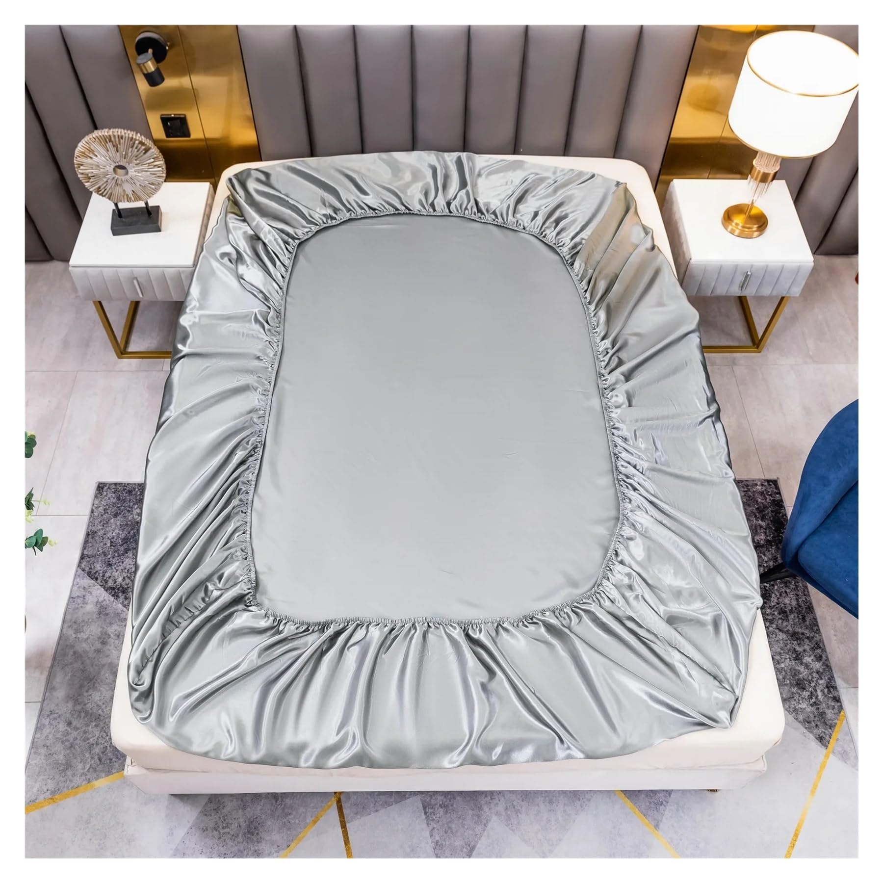 Drap housse en satin 140x190 housse matelas réglable color 7