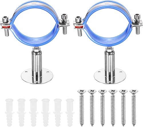Miniatura 23 de HARFINGTON Juego de 2 soportes de montaje en pared para montaje en techo de acero inoxidable 304 Abrazadera de soporte de tubo ajustable