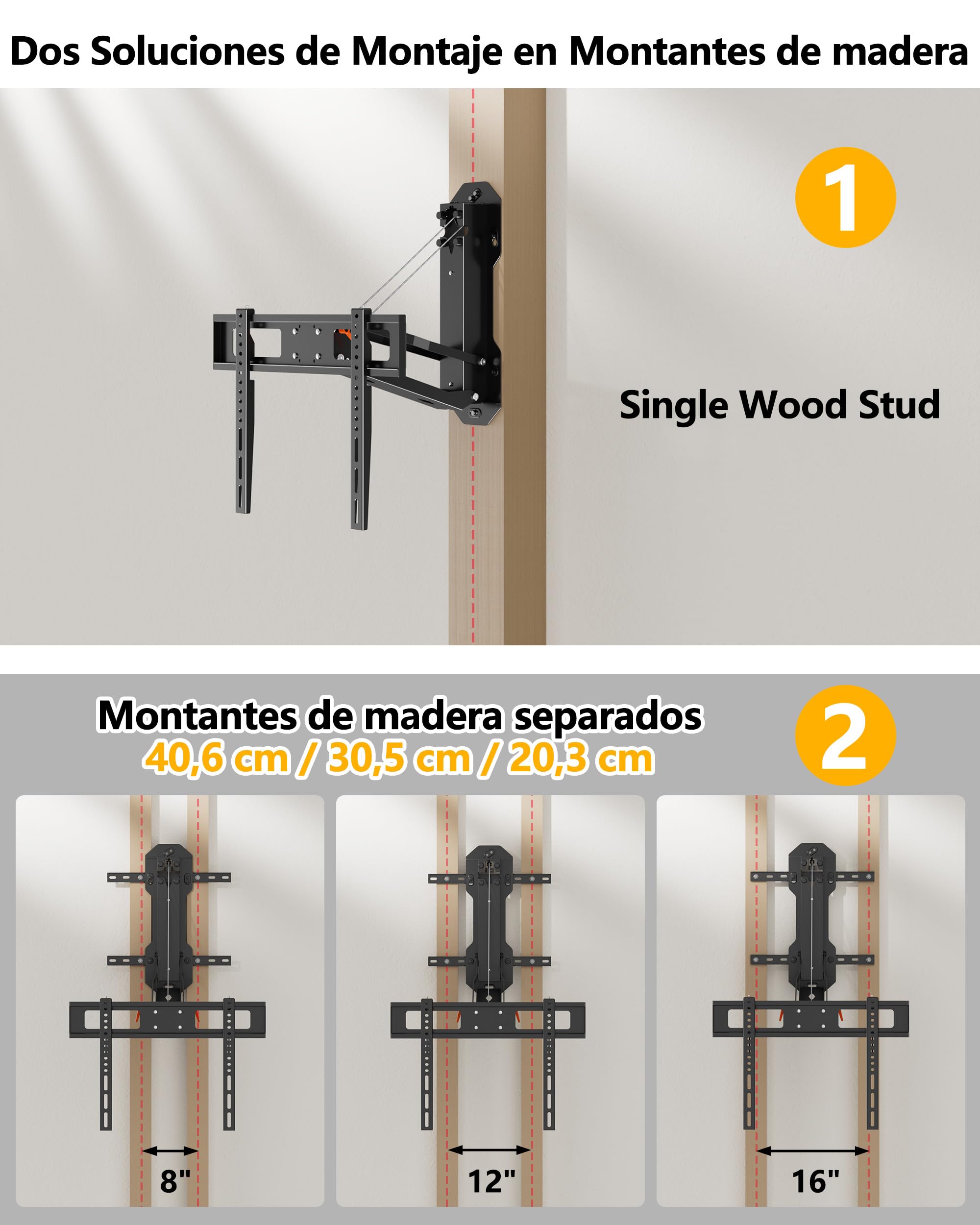 FORGING Mount Soporte de Pared Eléctrico para TV de 32-85", hasta 40 kg | Altura Ajustable con Mando a Distancia, Inclinable y Giratorio, Soporte de Montaje Abatible Eléctrico, Max VESA 600×400mm