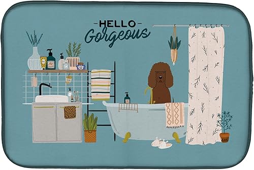 Miniatura 275 de Caroline's Treasures CK7824DDM - Tapete absorbente para secado de platos con diseño de bulldog inglés, rojo y blanco, para encimera de cocina, 14 x