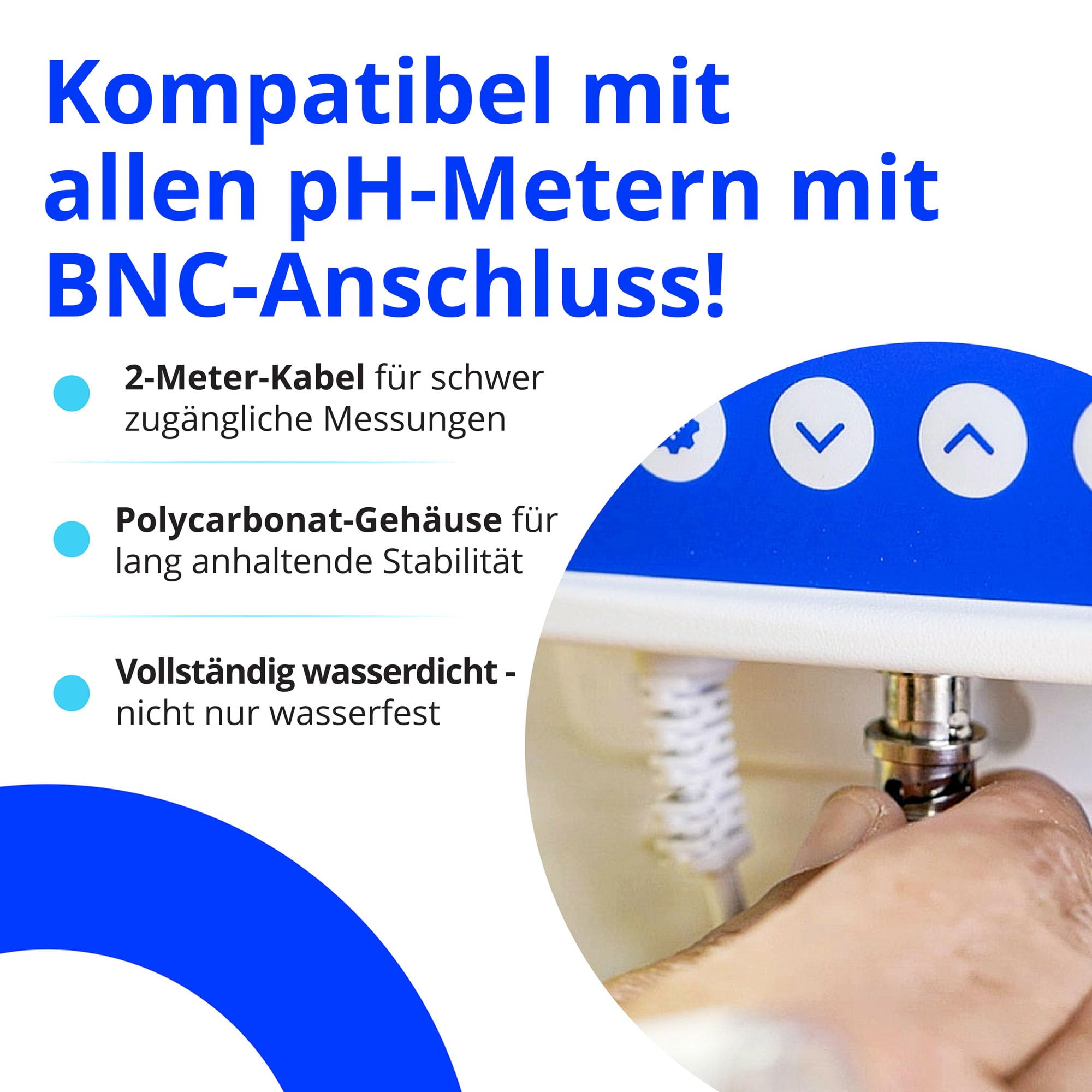 Bluelab PROBPH pH-Sonde für Wasser, Ersatz-Elektrode für Messgerät, Monitor und Controller mit einfacher Kalibrierung, Werkzeug für Hydroponik-System und Indoor-Pflanzen