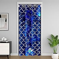 Vista 23 de Cortina de puerta de serpiente para privacidad de puerta, cortina opaca de serpiente azul, cortina de puerta de escamas azules reptiles 3D, cortina