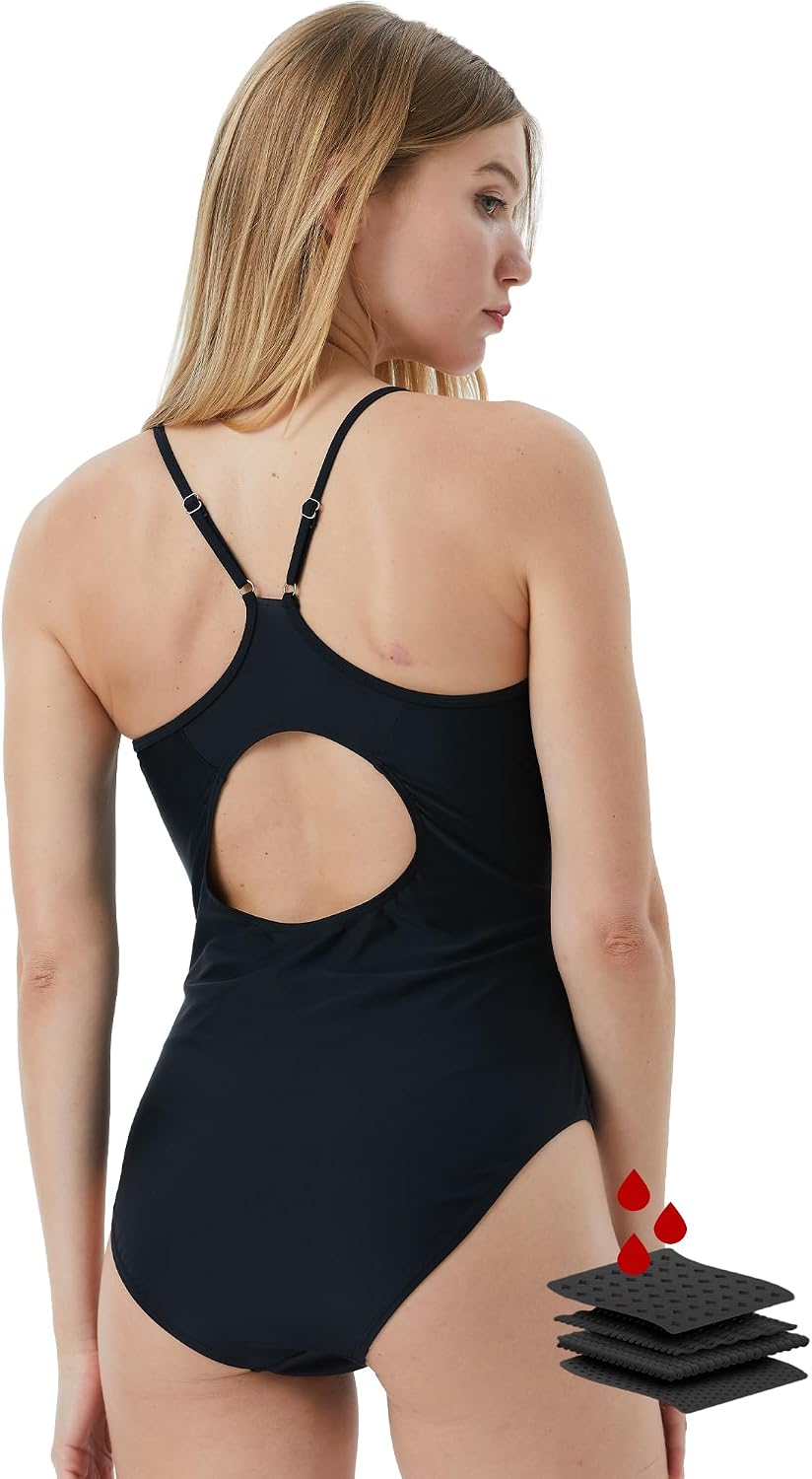 Leakproof Period Monokini Swimsuit for Women – 12-Hour Protection – 3 Styles: Drawstring, Seamless, Cross-Back