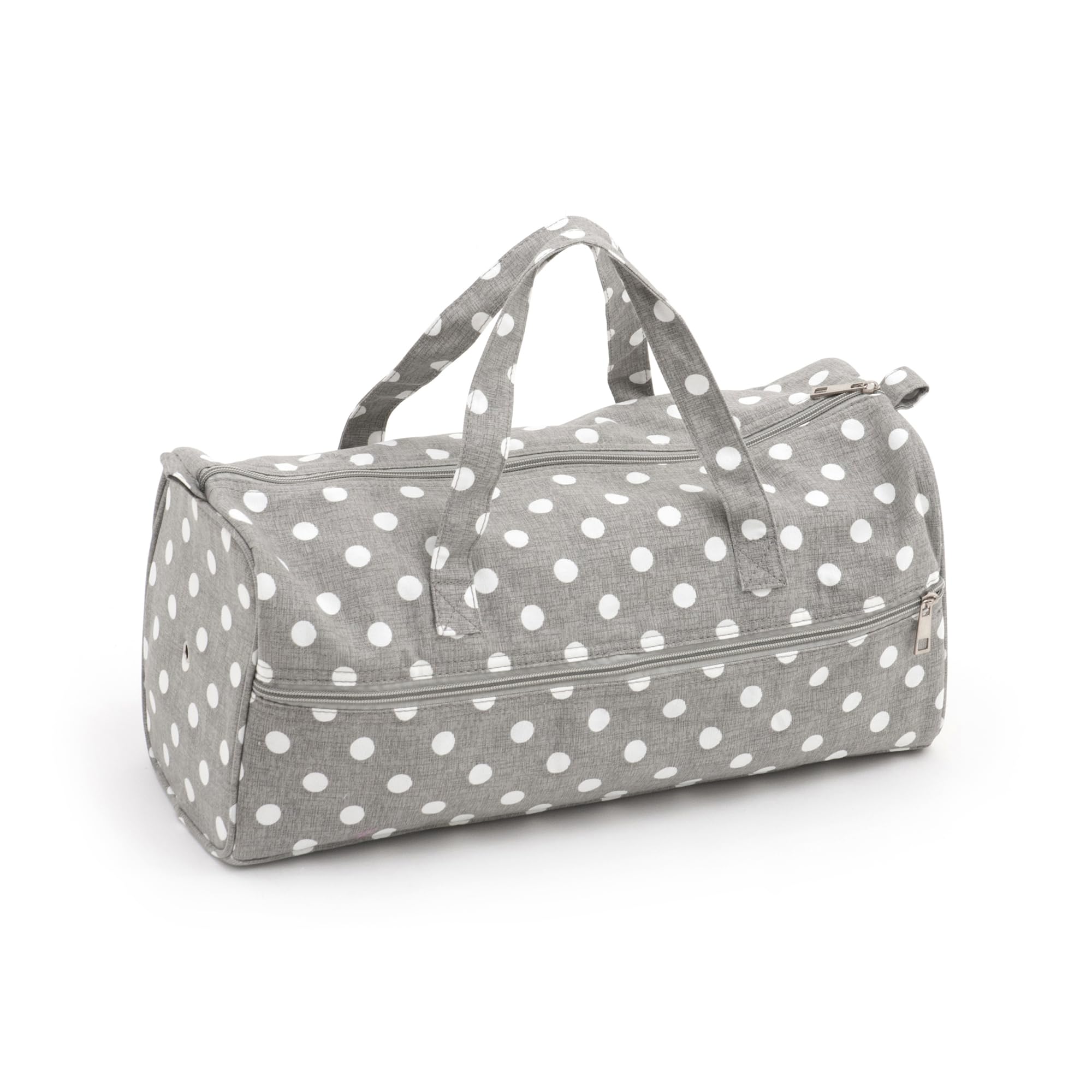 Hobby Gift Grey Polka Dot Knitting Bag - Large Yarn Holder Wool Storage Bag - Zipper Compartment For Up To 40Cm Knitting Needles, Crochet Hooks And Accessories - 16.5 X 45 X 19.5Cm