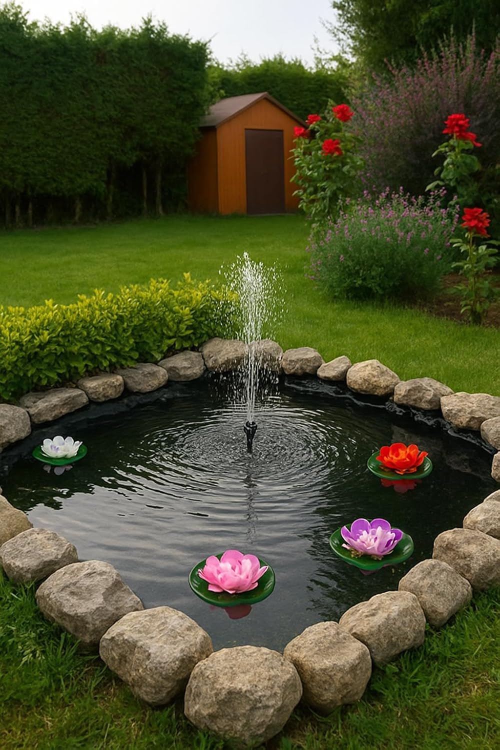 Pond Kit Water Garden Fountain KOI Pond KIT Liner & Pump 9' X 6' Liner & 5 Water Lilies