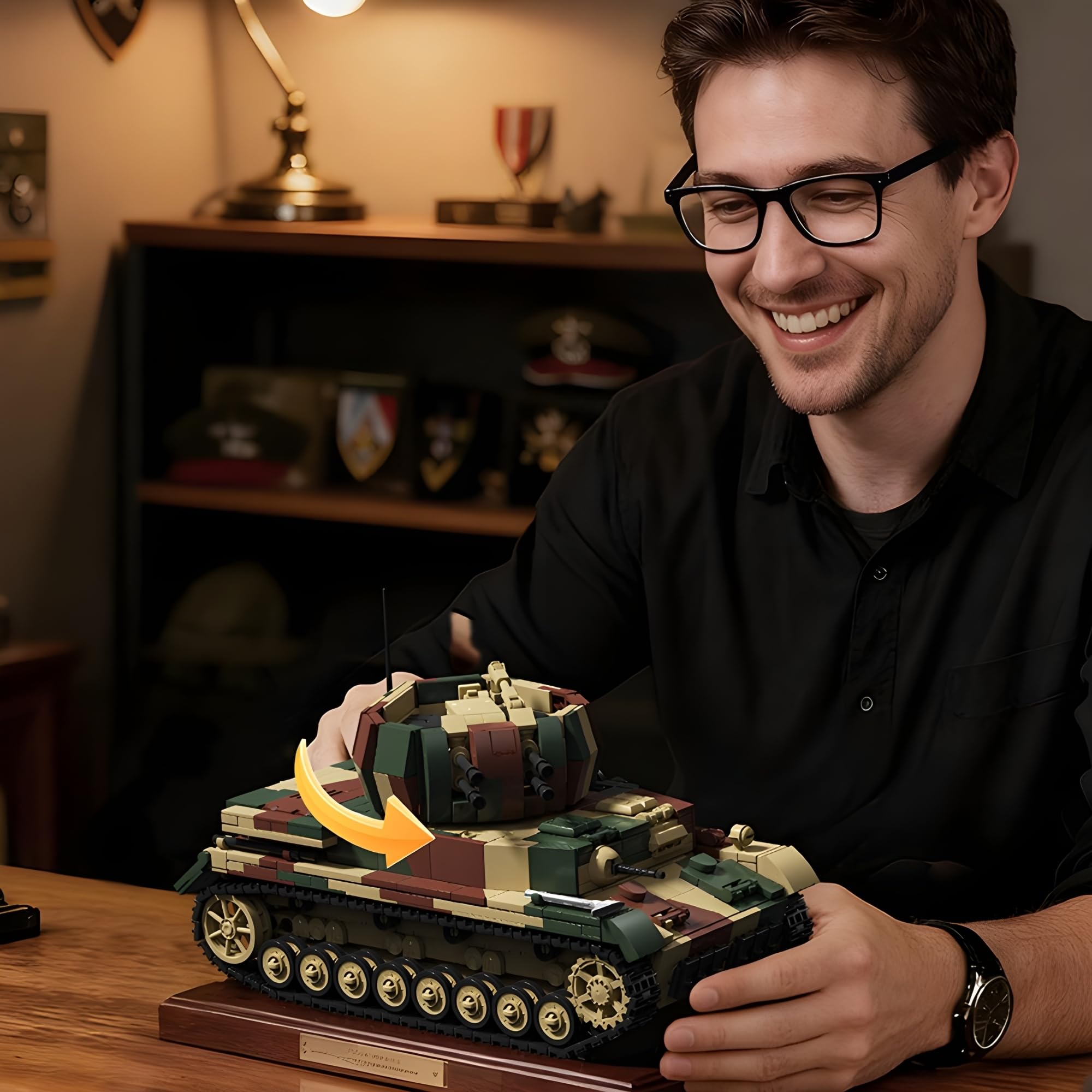 Technik WW2 - Set di mattoncini da costruzione, carro armato IV con 4 minifigure, 1:28 WW2, modello di carro armato, regalo per appassionati militari (1474 + pezzi)