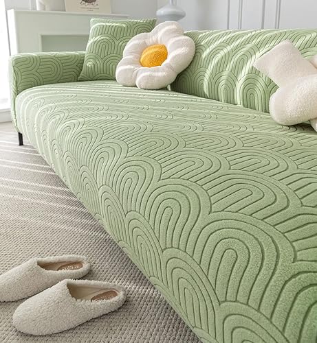 Miniatura 4 de vctops Funda elástica de vellón sherpa para sofá con parte inferior elástica, 1 pieza, funda de sofá de felpa suave y mullida para sofá de 3