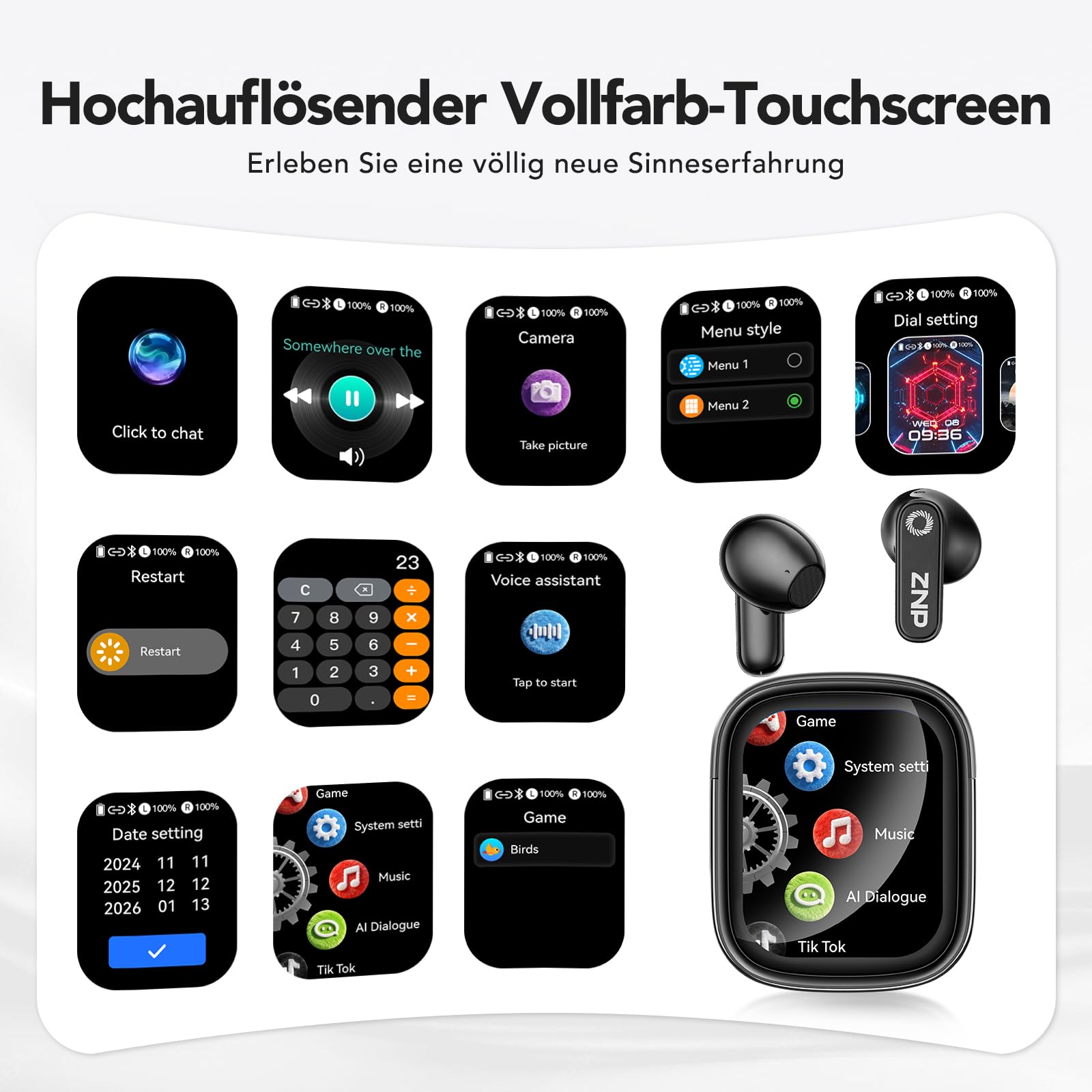 KI Übersetzer Kopfhörer mit 165 Sprachen & 9 Modi, 48h Akku Touchscreen, Bluetooth 6.0 für Reisen