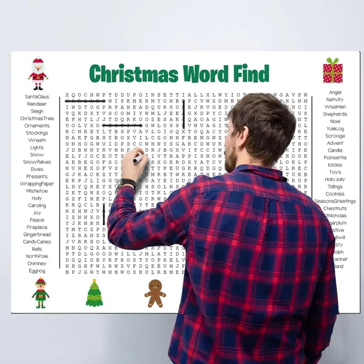 Jumbo Thanksgiving Word Search Poster – Giant 31.5"x20" Wall Game, Giant Thanksgiving Activity Poster for Families (Christmas)