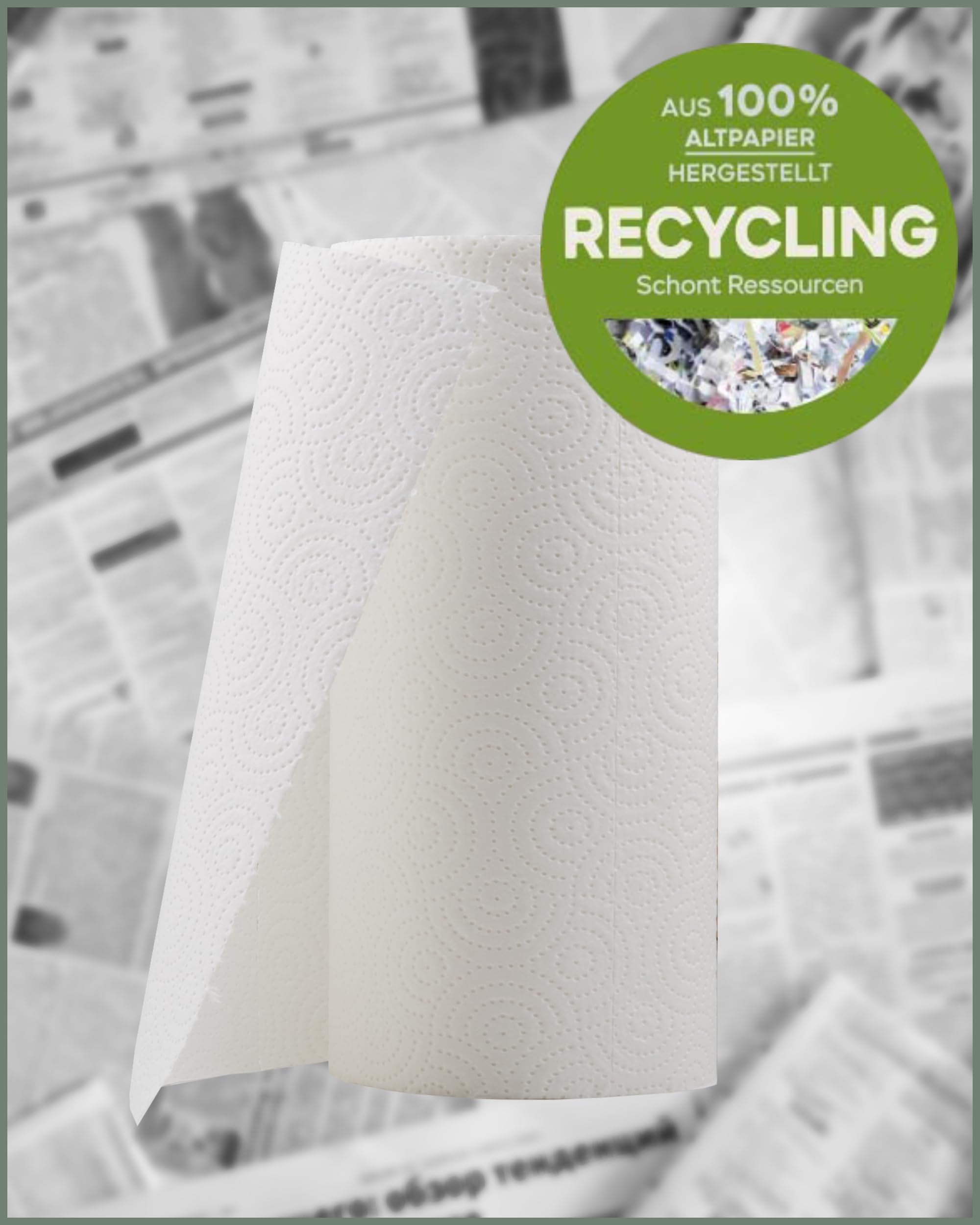 œcolife Küchentücher RECYCLING, 48 Rollen à 90 Blatt, 3-lagige Küchenrollen aus Recyclingpapier, nachhaltig, Made in Germany