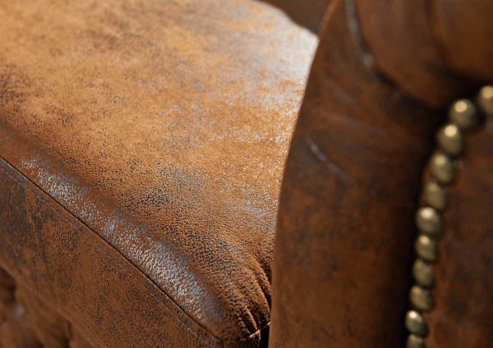 MASSIVMOEBEL24.DE Oxford Divano Chesterfield - Stoffa/Marrone - Stile Coloniale 203x86x72