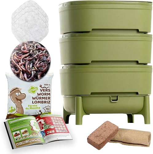 WORMcube Verde Design & Compact I Vermicompostaggio 3 vas…