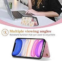 Vista 242 de UEEBAI Funda tipo cartera para iPhone 15 Pro Max con tarjetero, cubierta de cuero PU con soporte, bloqueo RFID, doble cierre magnético, relieve