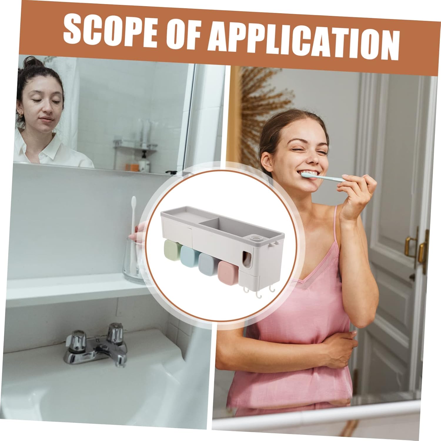 Wall-Mounted Toothbrush Holder and Automatic Toothpaste Dispenser Set Punch-Free Sturdy Plastic Compact Design for Bathroom Organization