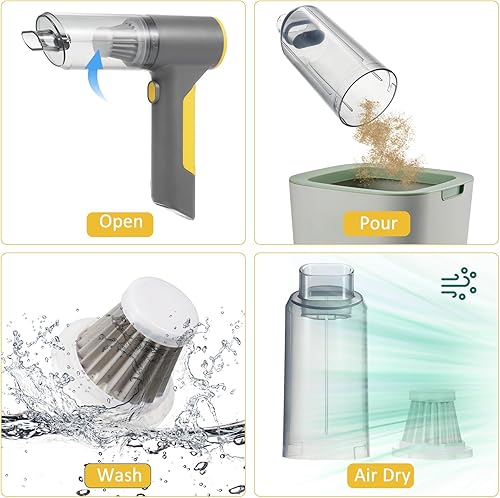 Miniatura 6 de Aspiradora de mano inalámbrica 4 en 1, 13000 Pa Super Succión, batería de 6000 mAh, tipo C, verde