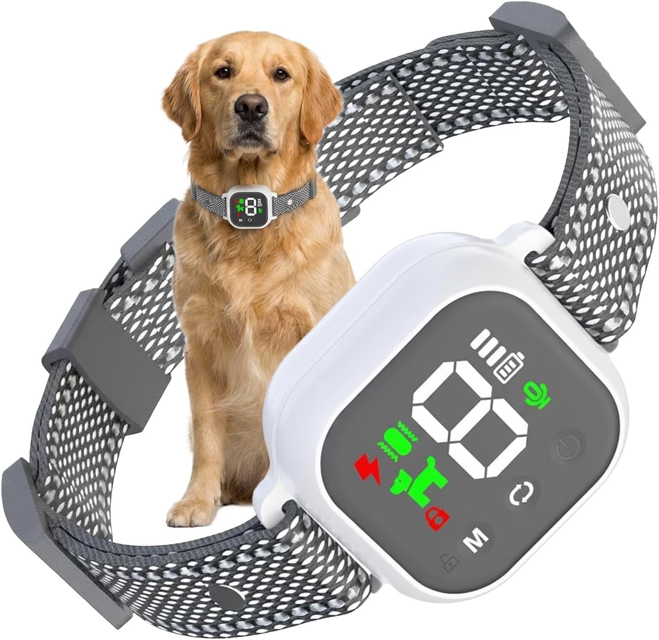 No Bark Anti-Bark Dog Collar, Smart Bark Control with 4 Modes, 8 Sensitivity Levels, Rechargeable for Dogs (Black)