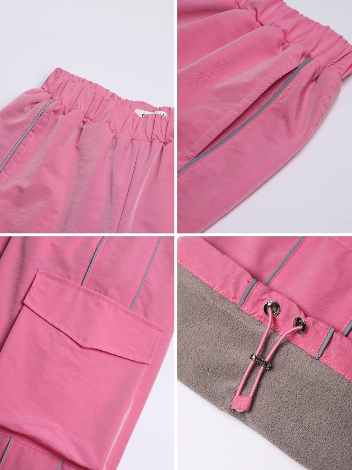 Girls Warm Fleece-Lined Cargo Pants – Kids Teen Windproof Outdoor Pants with Drawstring & Pockets