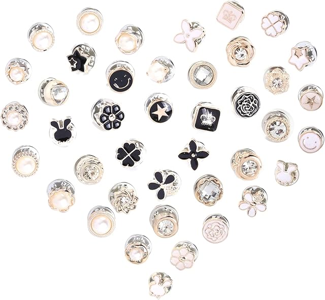 Dzmuero Safety Brooch Buttons, Button Pins Brooch Pins for Clothes, for Women Shirt Brooch Buttons Prevent Clothes Cardigan, 40 Pcs