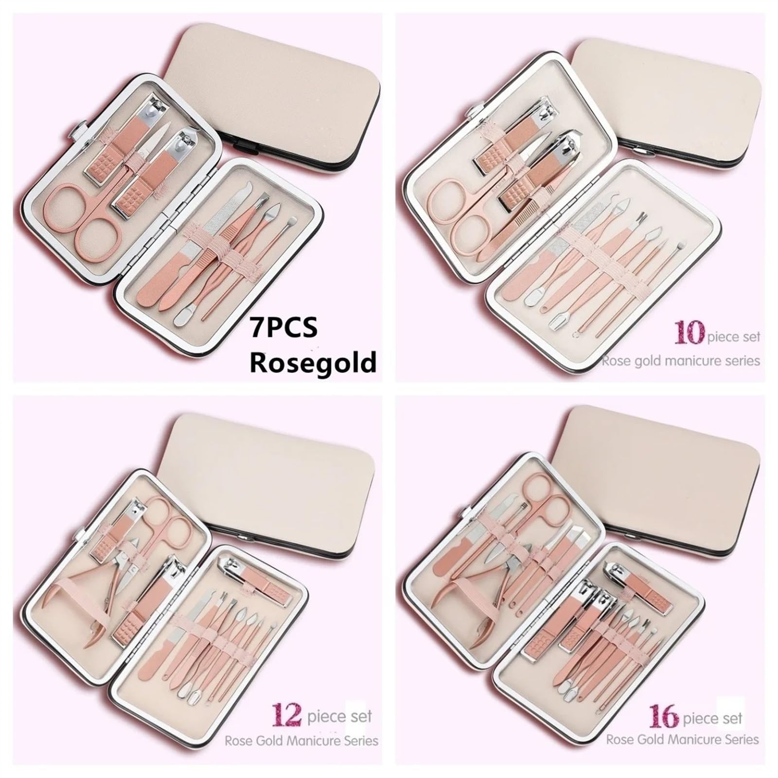 Juego de Tijeras for uñas de Oro Rosa y Negro, cortaúñas, pedicura, Herramientas de Belleza for uñas(12PCS)