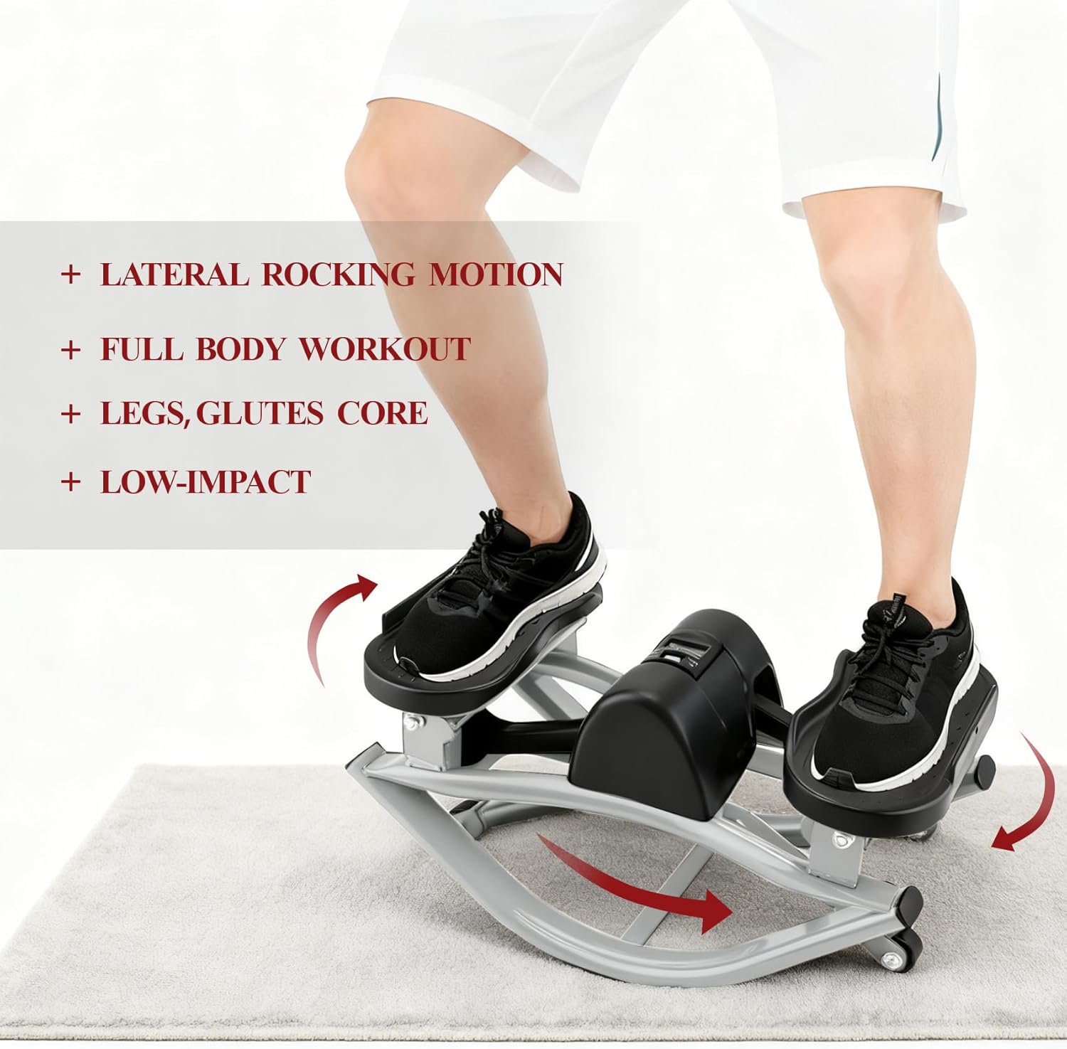 Rock Stepper, Side to Side Rocker Stepper Machine, Low-Impact Lateral Steppers for Knees and Joints, U-Shaped Rock Stepper Machine for Home Workout