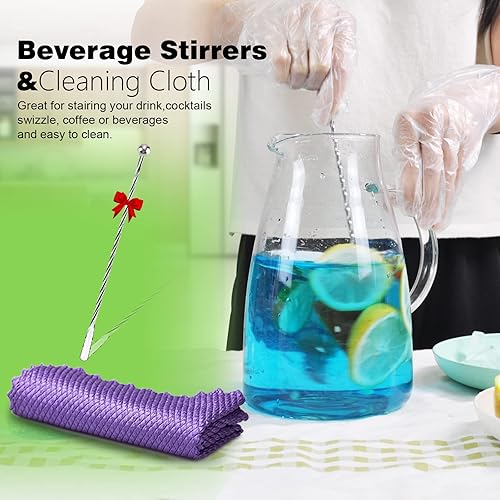 Miniatura 5 de Jarra de cristal con tapa de 68 oz jarra de agua de acero inoxidable 188 jarra de té helado fácil de limpiar resistente al calor vidrio de