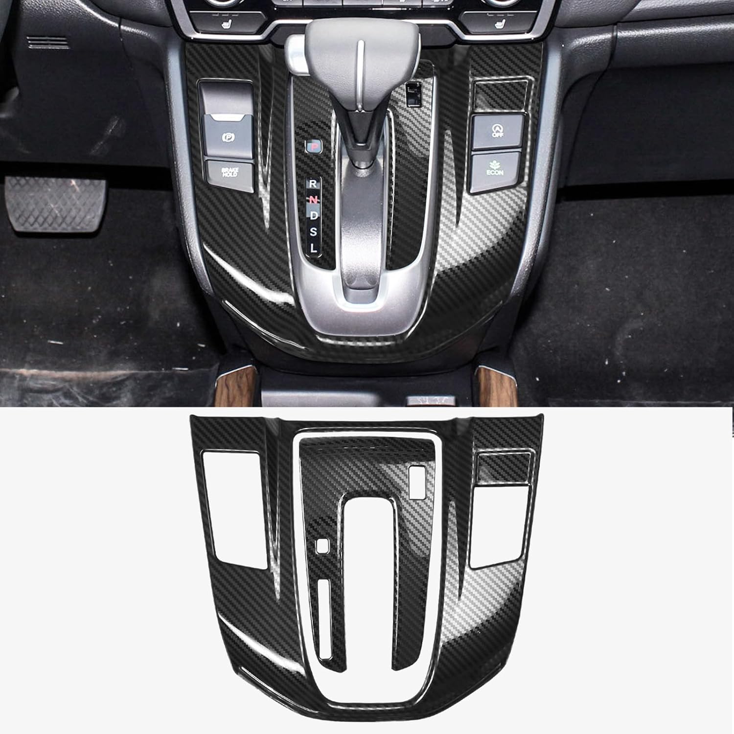 ramuel Compatible with Stainless Steel Gear Shift Panel Cover Trim Interior Accessories for Honda CRV 2017-2022 (Carbon Fiber,2PCS)