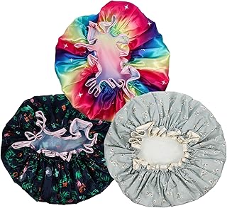 minkissy Touca De Banho Para Meninas Pacote 3 Touca De Banho De Camada Dupla Chapéu De Morcego Toucas De Cabelo Reutilizáveis Toucas De Banho Toucas De Banho Elásticas