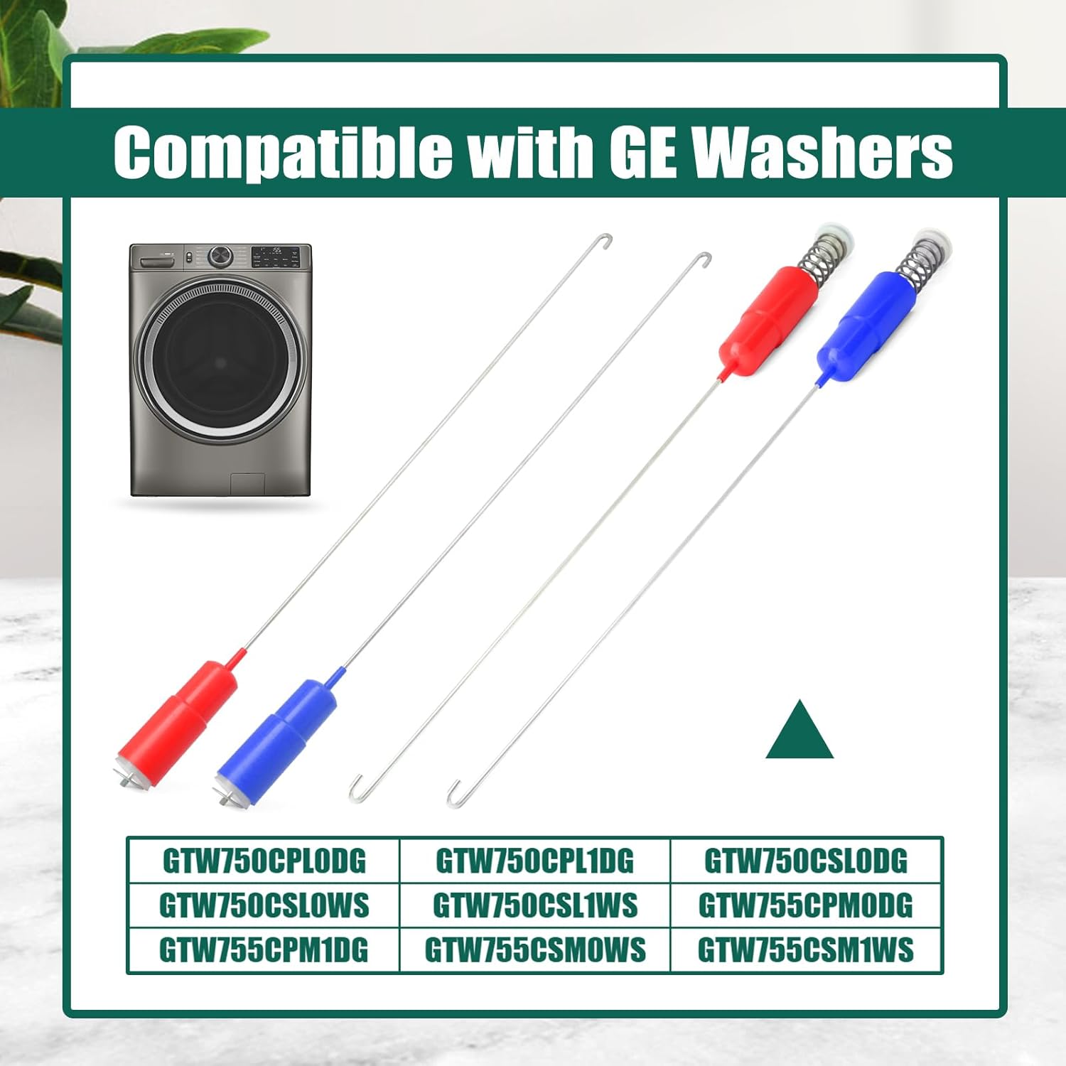 YUXIVCNE WH16X26912 WH16X26913 Washer Suspension Rod Spring Compatible with GE GTW750CSL1WS GTW750CPL1DG GTW750CPL0DG, Replace WH16X26734 WH16X26714 AP6328295 AP6331892 4588122 4863260 4Pcs