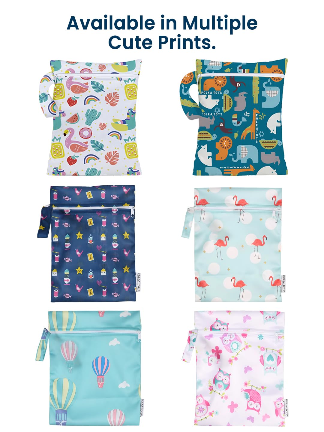 POLKA TOTS Waterproof & Reusable Wet Dry Baby Diaper Bag with Zipper for Travel, Beach, Pool, Dirty Gym Clothes, Wet Swimsuits, Toiletries (30 x 40 CM, Owl) 4
