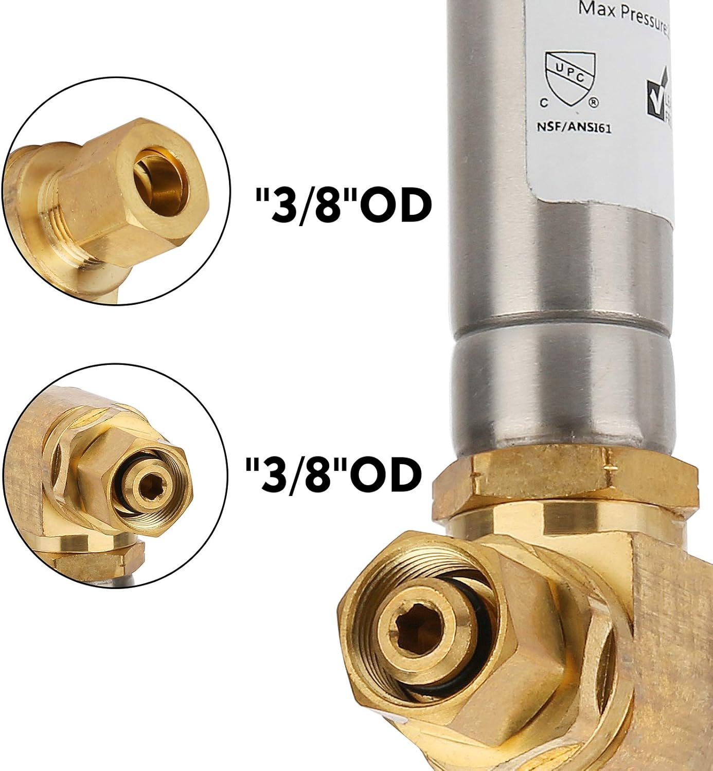 Solimeta 3/8" Water Hammer Arrestor, Lead-Free Brass 3/8"OD, Washing Machine, Toilet Water Hammer Arrestor, Air Hammer Arrestor