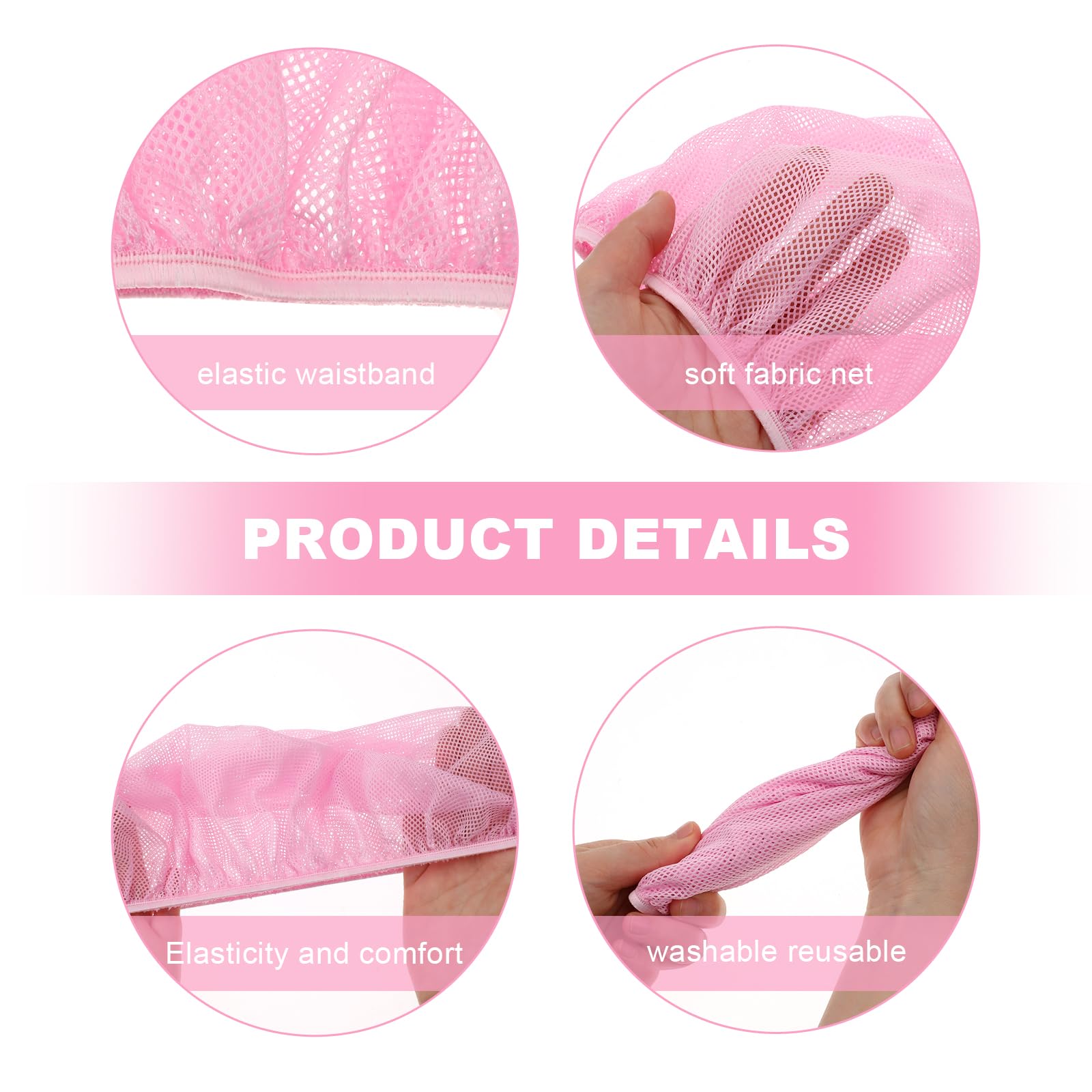 ElevateTech Lot de 4 filets de sommeil en maille pour femme - Filet à cheveux bouclés pour dormir la nuit, Rose, noir., Taille unique