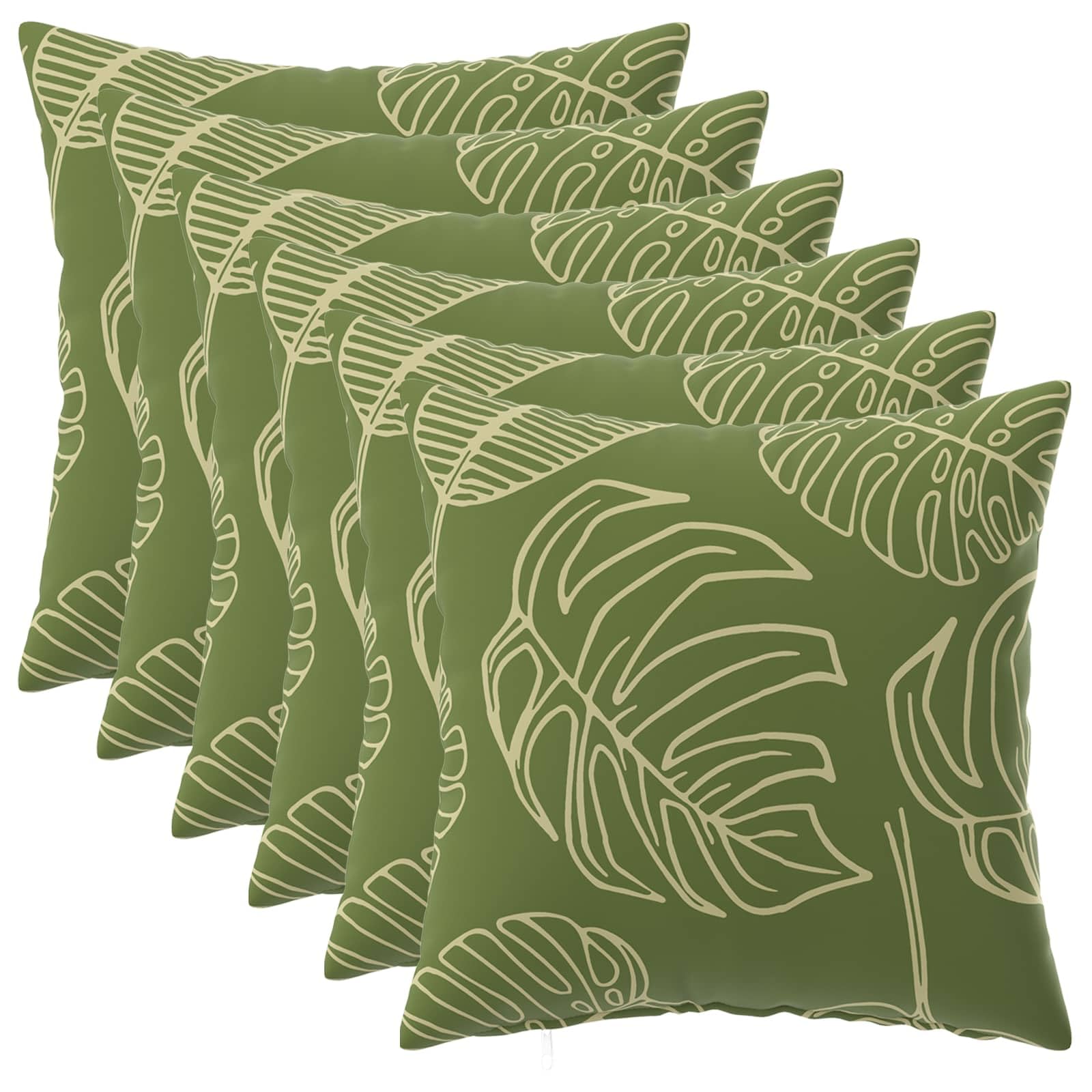 vidaXL Cushion Cover 6 pcs HEERLEN Leaf Design 45 x 45 cm Polyester