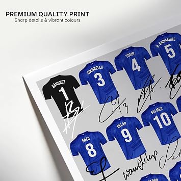 Mounted Gifts West London Blue Team Squad 2025-2026 Signed Poster Print Framed Picture Photo Autograph Gift 25/26 Enzo Cole Palmer Garnacho Joao Pedro (A4 Squad Poster)