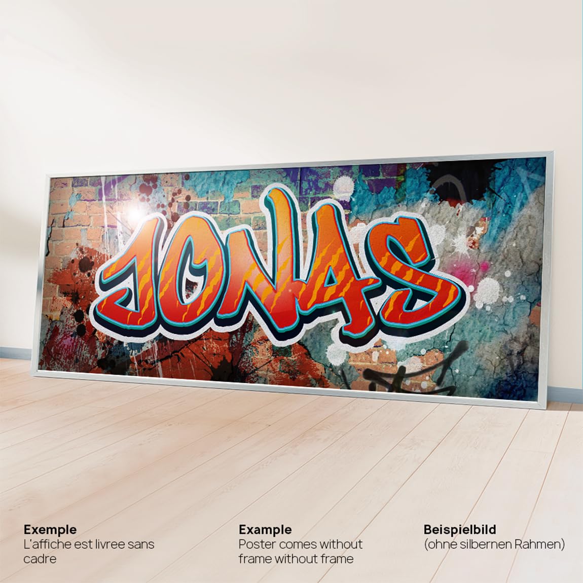 tjapalo vr190 extra robust Cooles Wandbild Graffiti Poster mit Namen personalisiert Graffiti Kinderzimmer Poster Name XXL Wandbild Teenager junge Mädchen Name, Größe: B160xH58cm