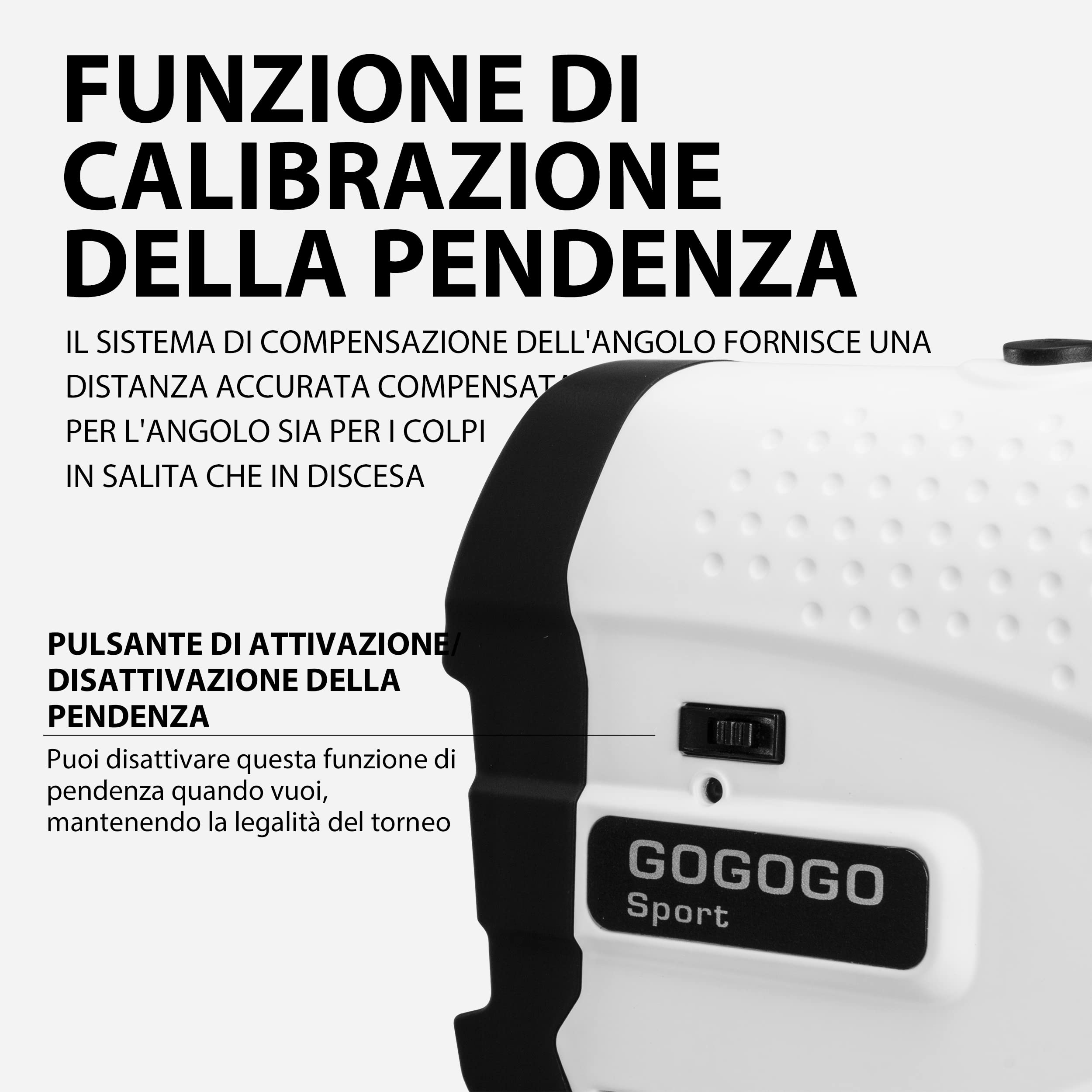 Gogogo Sport Vpro Telemetro Golf 1097 M(1200 Iarde) con Pendenza OFF/ON, Magnetica Telemetri con Ingrandimento 6X per Blocco della Bandiera e Vibrazione,Scansione, Velocità, sin AAA Batteria