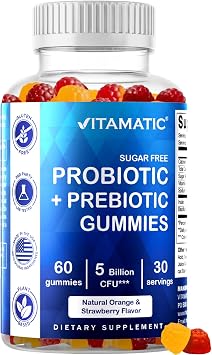 Vitamatic Sugar Free Probiotic + Prebiotic Gummies, 60 Count