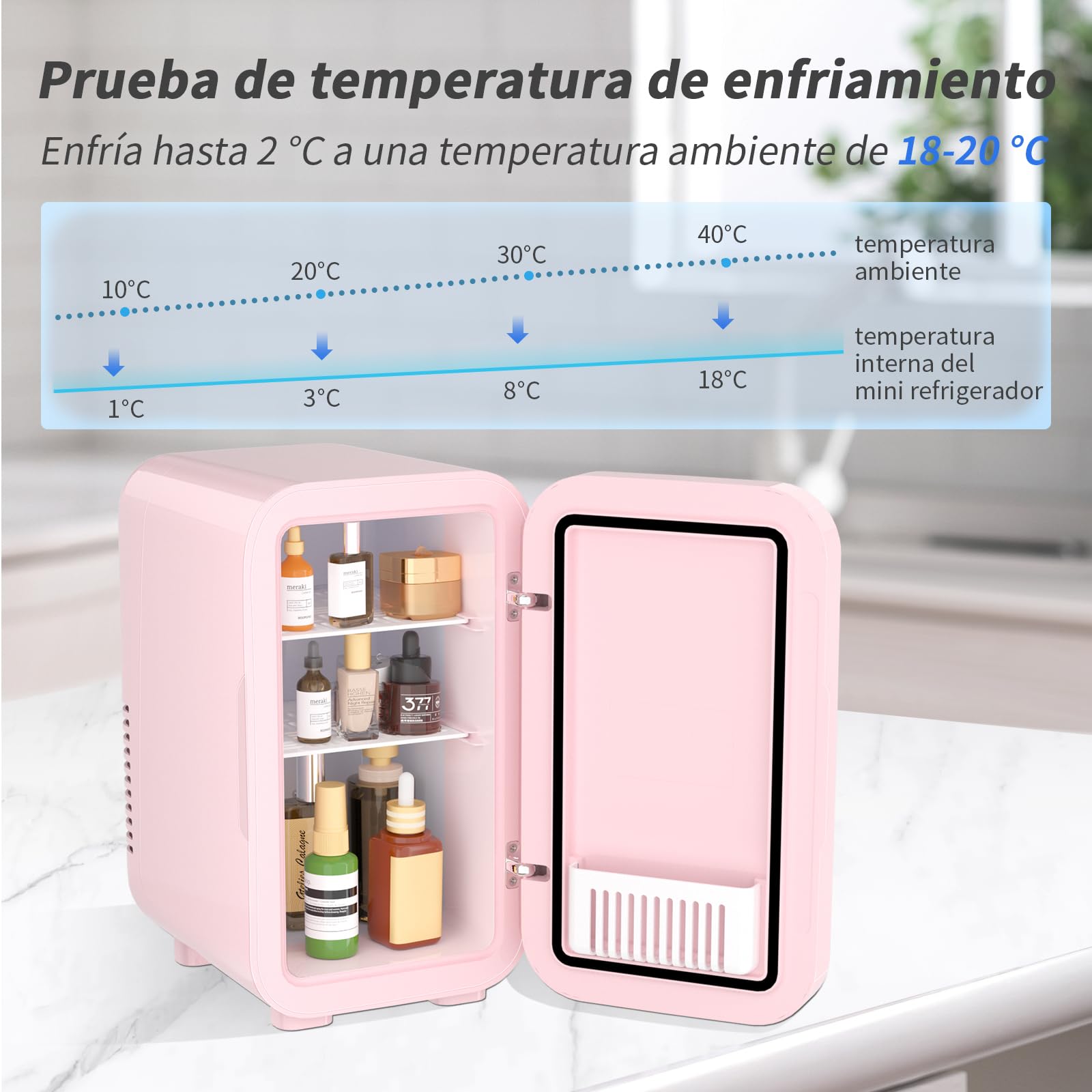YASHE Mini nevera de 6 litros/8 latas, 220 – 240 V CA/CC, Refrigerador termoeléctrico portátil, Refrigerador para dormitorio, cuidado de la piel, bebidas, oficina, dormitorio y coche, Rosa