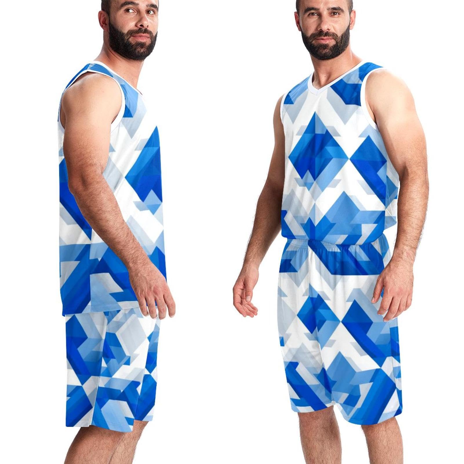 Tuta da basket da uomo con tasche, abbigliamento sportivo per uomo e donna, uniforme della squadra Israele con stampa bandiera blu -5XL