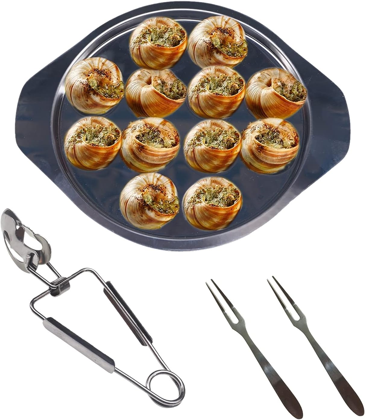 Buy 4 PCS Stainless Steel Snail Escargot Plate Set, Large Escargot Baking Dish