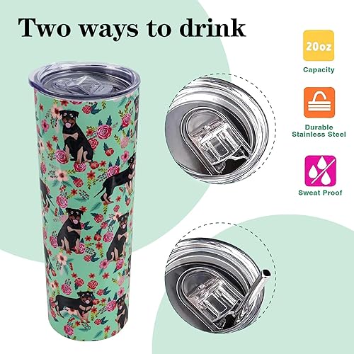 Miniatura 4 de Rottweiler - Vaso térmico de acero inoxidable con aislamiento al vacío de doble pared, termo de viaje, para amantes de los perros, regalos para