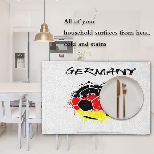 Miniatura 7 de Soccer Balls Sport Placemats Set of 4 Table Mats Washable Placemat Waterproof Place Mats for Party Home Dining Table Decor 18x12 in