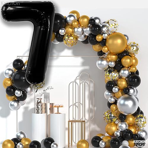 Miniatura 8 de KatchOn, Globo gigante negro del número 7 de 40 pulgadas, decoraciones de cumpleaños para niños y niñas de 7 años