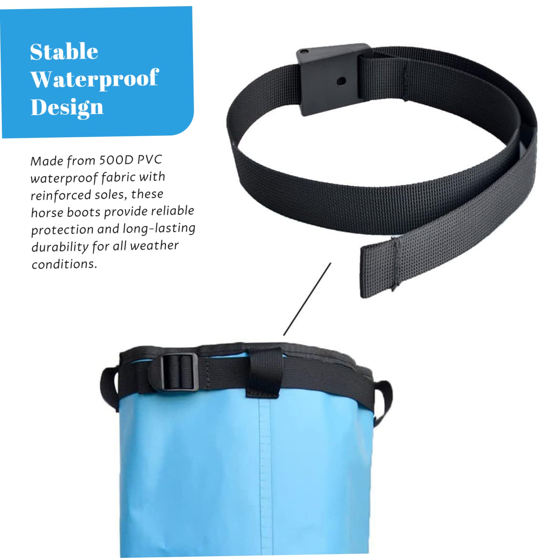 Bottes de Cheval réutilisables en PVC, 2 pièces, avec Sangle réglable, Bottes de Glace pour tremper Les infections des plaies, 20x8 Pouces, Noires