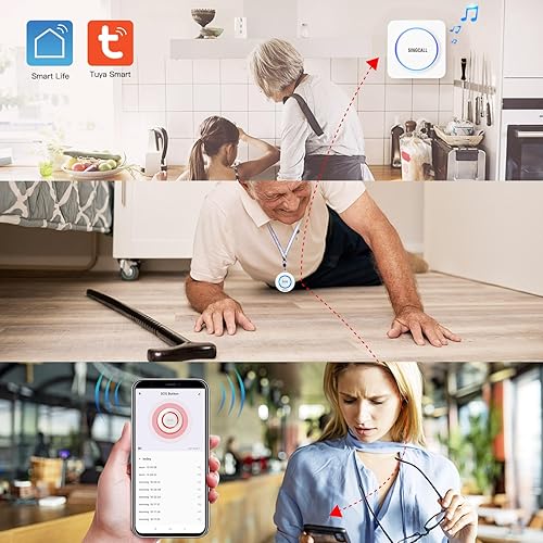 Miniatura 9 de SINGCALL Tuya WiFi SOS Wireless Calling Caregiver Localizador Sistema de Alerta de Llamadas para Pacientes Mayores Personas Mayores Discapacitados 1