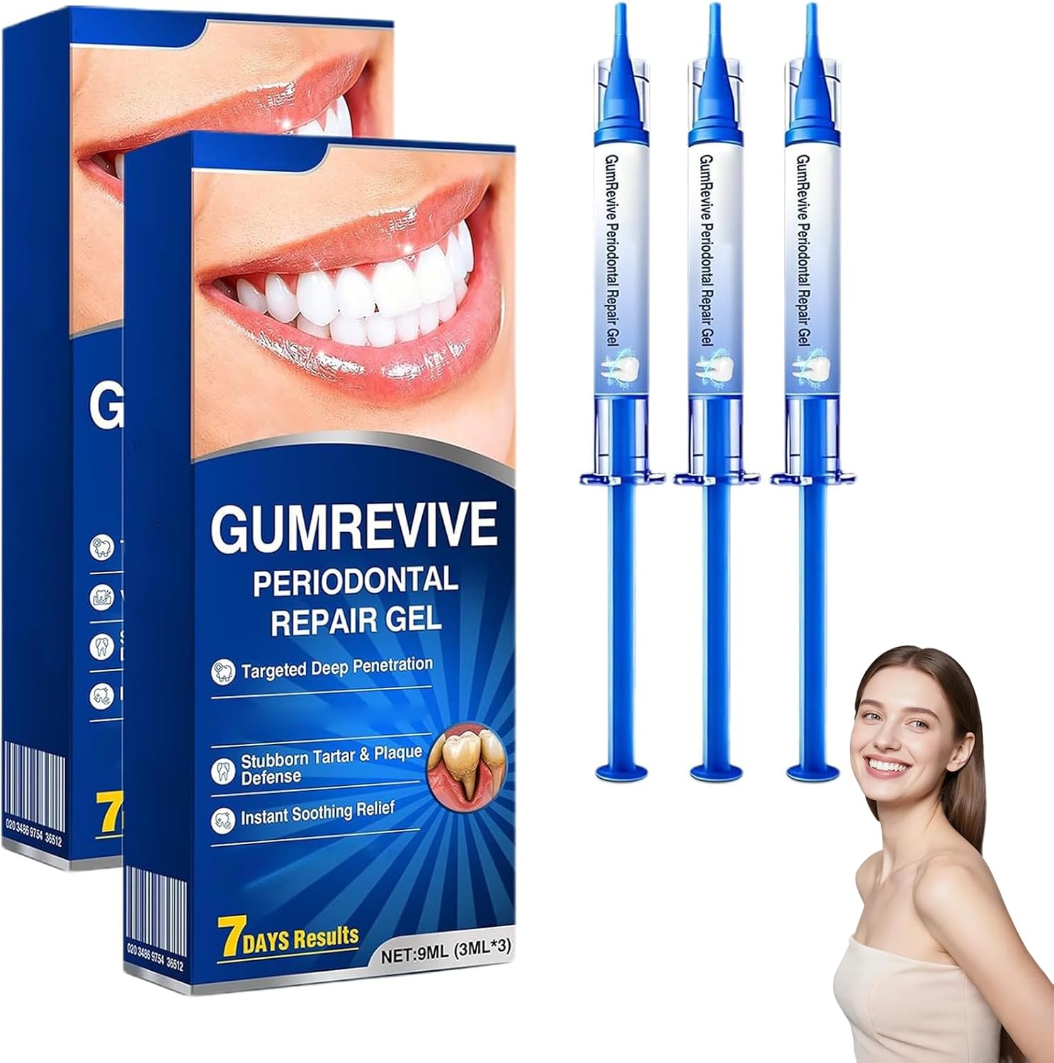 Evolvion GumRevive Periodontal Repair Gel, Mint Fresh Gel for Teeth & Gums, Peroxide & Alcohol Free, Color Correcting Formula, Daily Oral Care, Travel Sachets (2 Boxes, 6 Tubes Total)