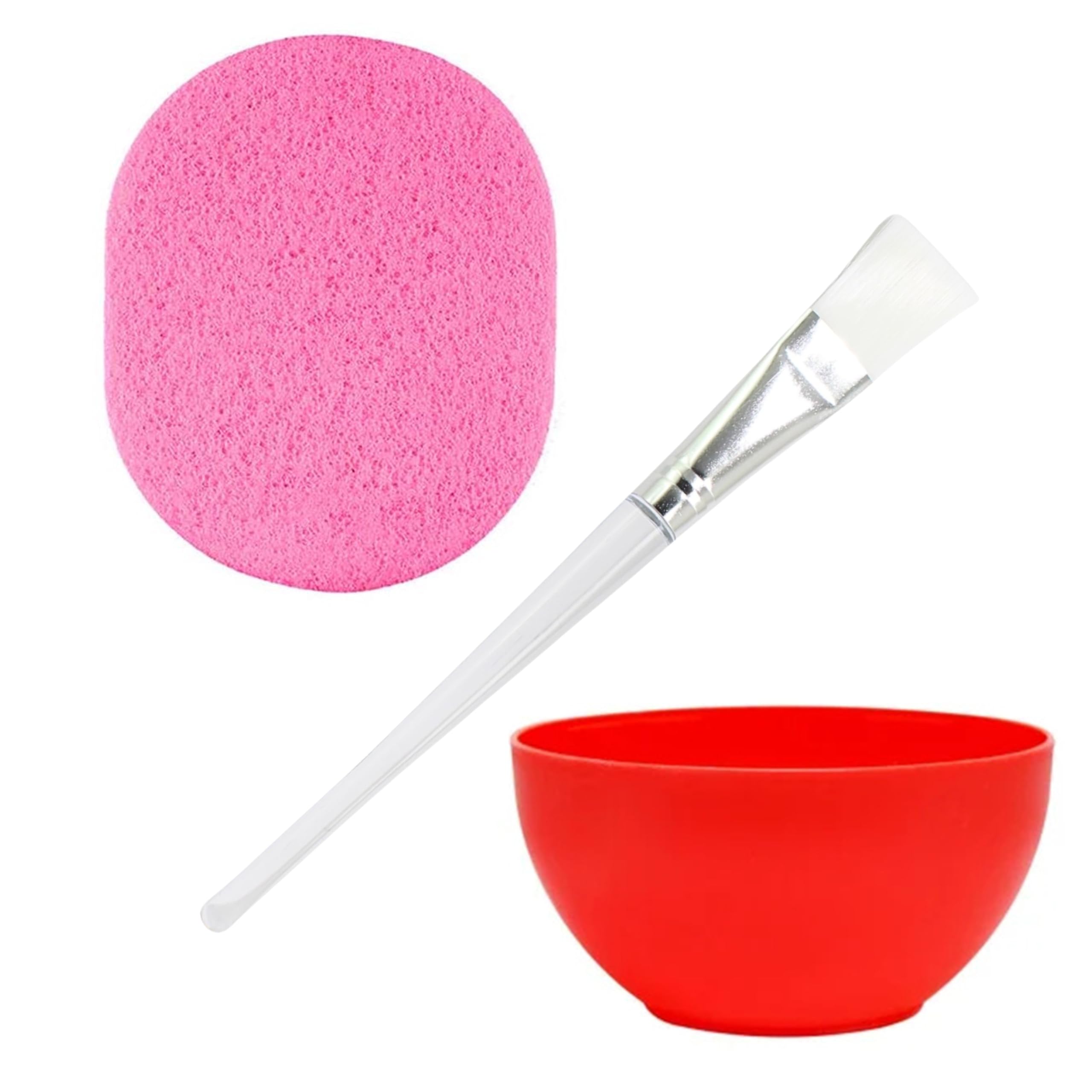 [Ear Lobe & Accessories] Combo Pack (1 Pc Face Pack Mixing Bowl (200 ml) | 1 Pc Transparent Handle Face Pack Brush | 1 Pc Face Cleaning Sponge) (Color May Vary)-picture-47