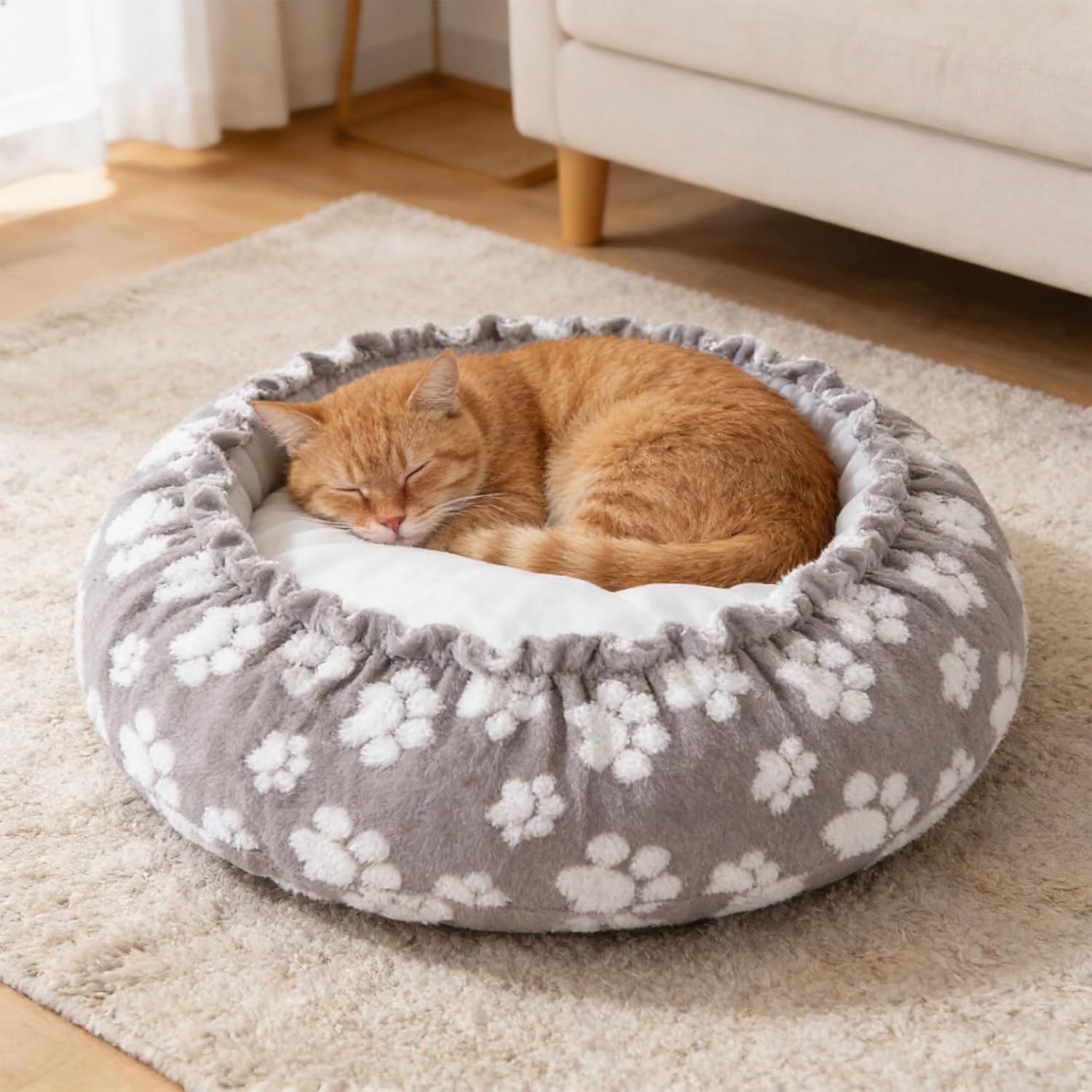 Removable Machine Washable Round Shape Pet Bed Cover for Comfort Sleep Washable Pet Bed Cover