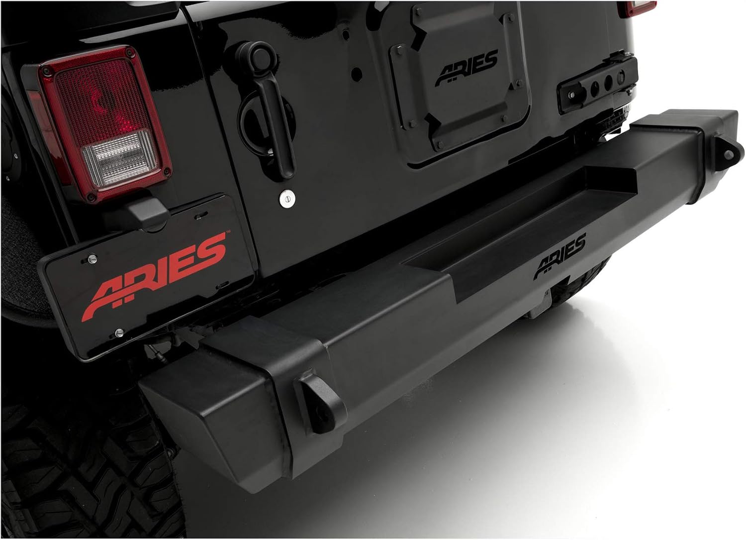 ARIES 2157000 TrailCrusher Black Steel Jeep Wrangler JK Rear Bumper, 12,500 lbs Shackle Rating