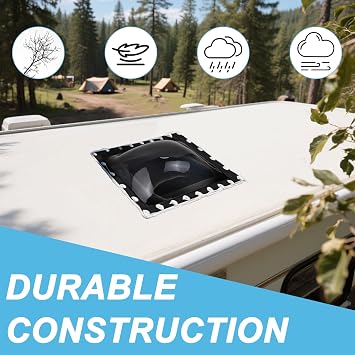 XMK RV Skylight Replacement,18 x 18 Outer Dome Fit 14 x 14 Openings, RV Skylight Cover Shower Roof Dome for Camper Trailer Fifth Wheel Truck, Impact Resistant, UV Block, Black