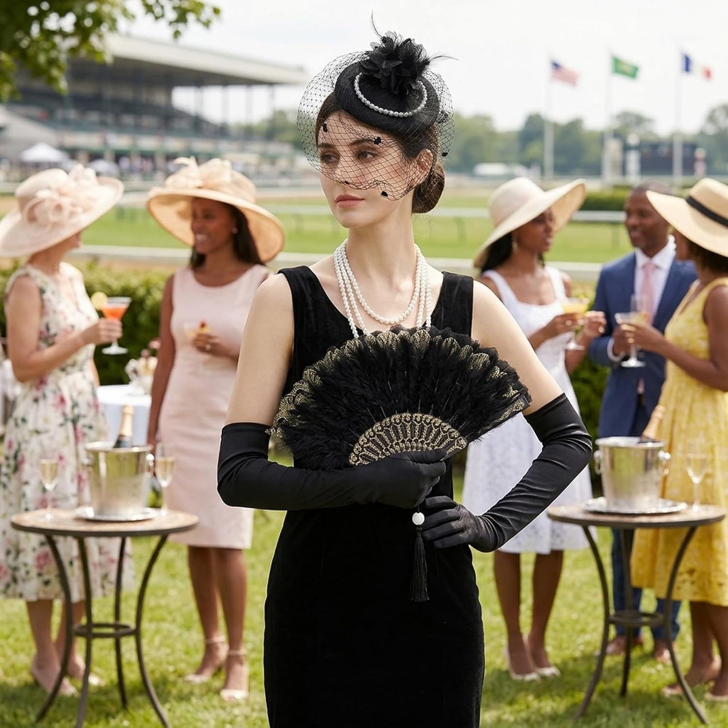 Vegove 50s Fascinators Derby Veil Hat for Women Tea Party, Funeral Pillbox Clip Headpiece Cocktail Accessories